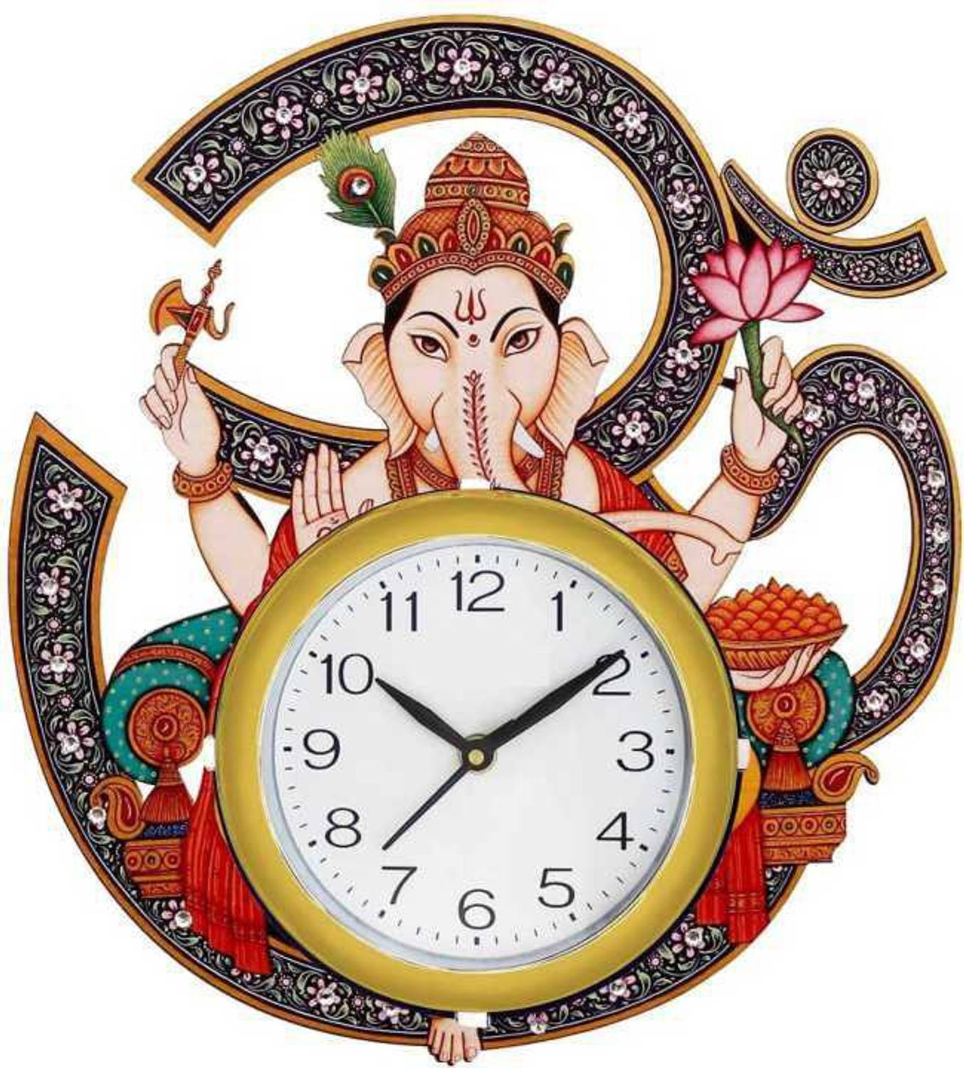 shashank Analog 33 cm X 38 cm Wall Clock (Multicolor, With Glass,