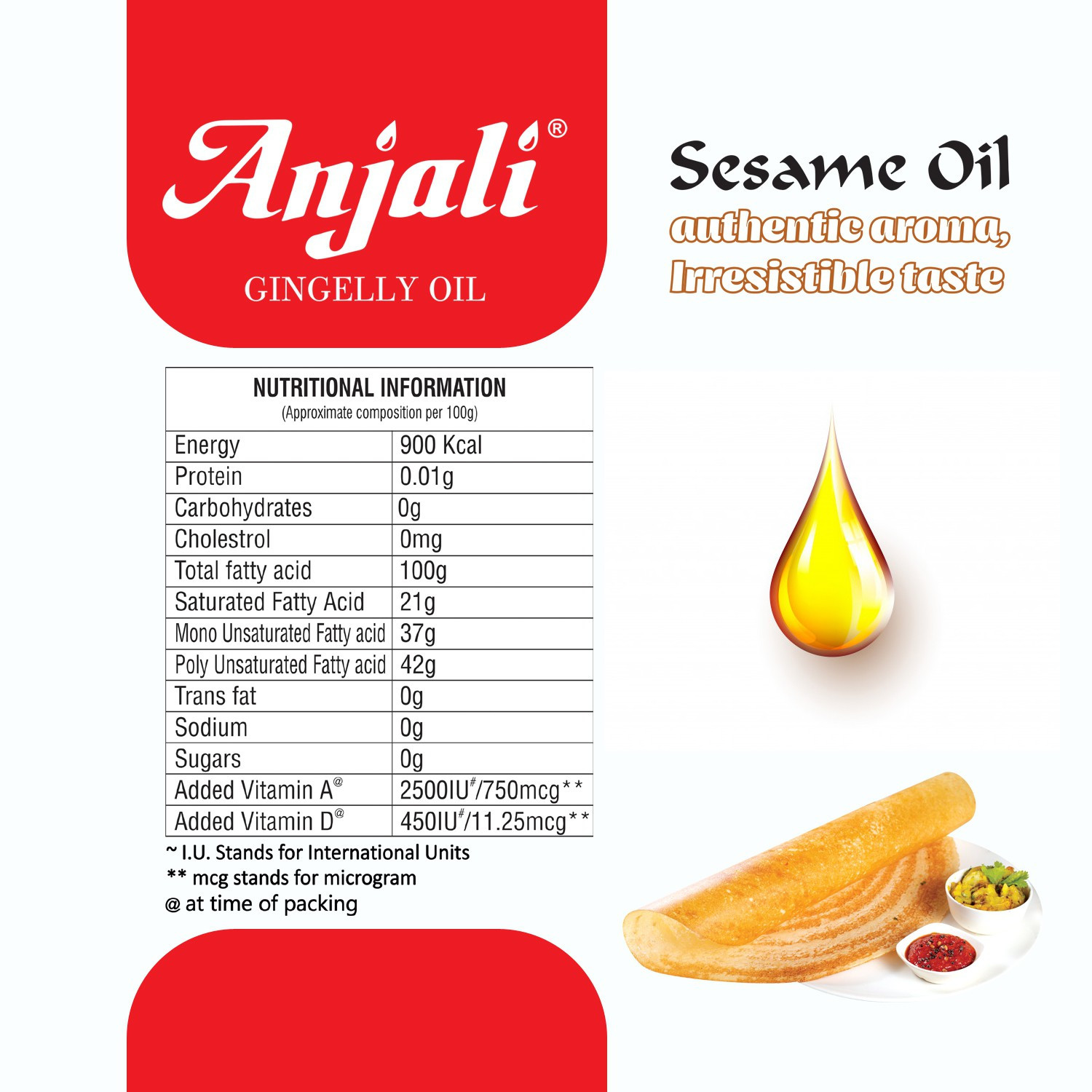 Image of Anjali 1 Liter Can Sesame Oil