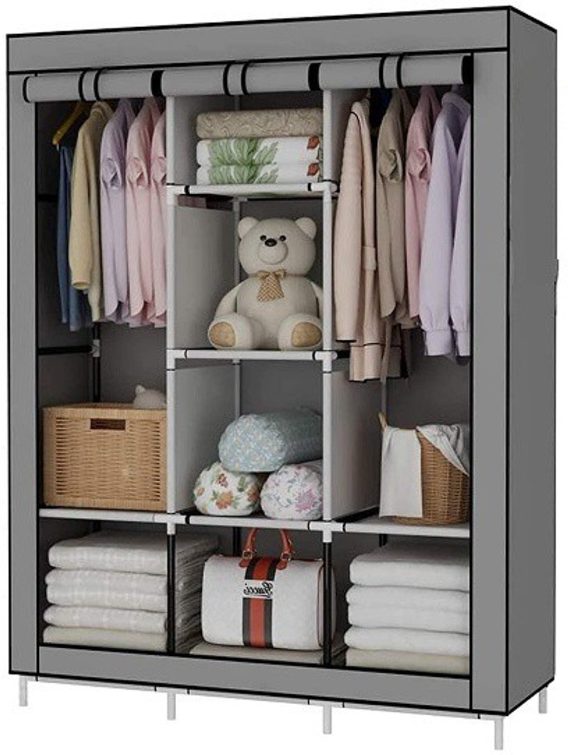 Image of FurniGully 6+ 2 Shelves Collapsible Wardrobe PP Collapsible Wardrobe