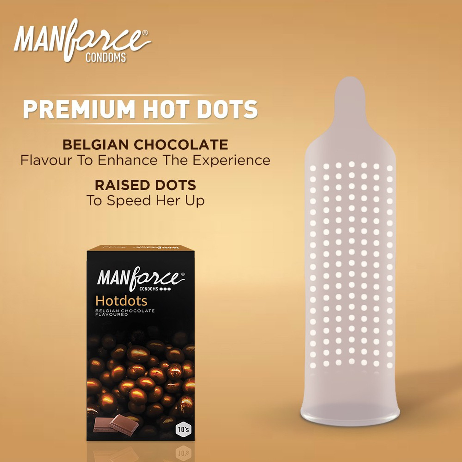 Image of MANFORCE Premium Condoms (Hotdots Belgian Chocolate with Bigger Dots & Cocktail Strawberry+Vanilla with Dotted Rings) Combo - 10s (Pack of 2) Condom (Set of 2, 20 Sheets)