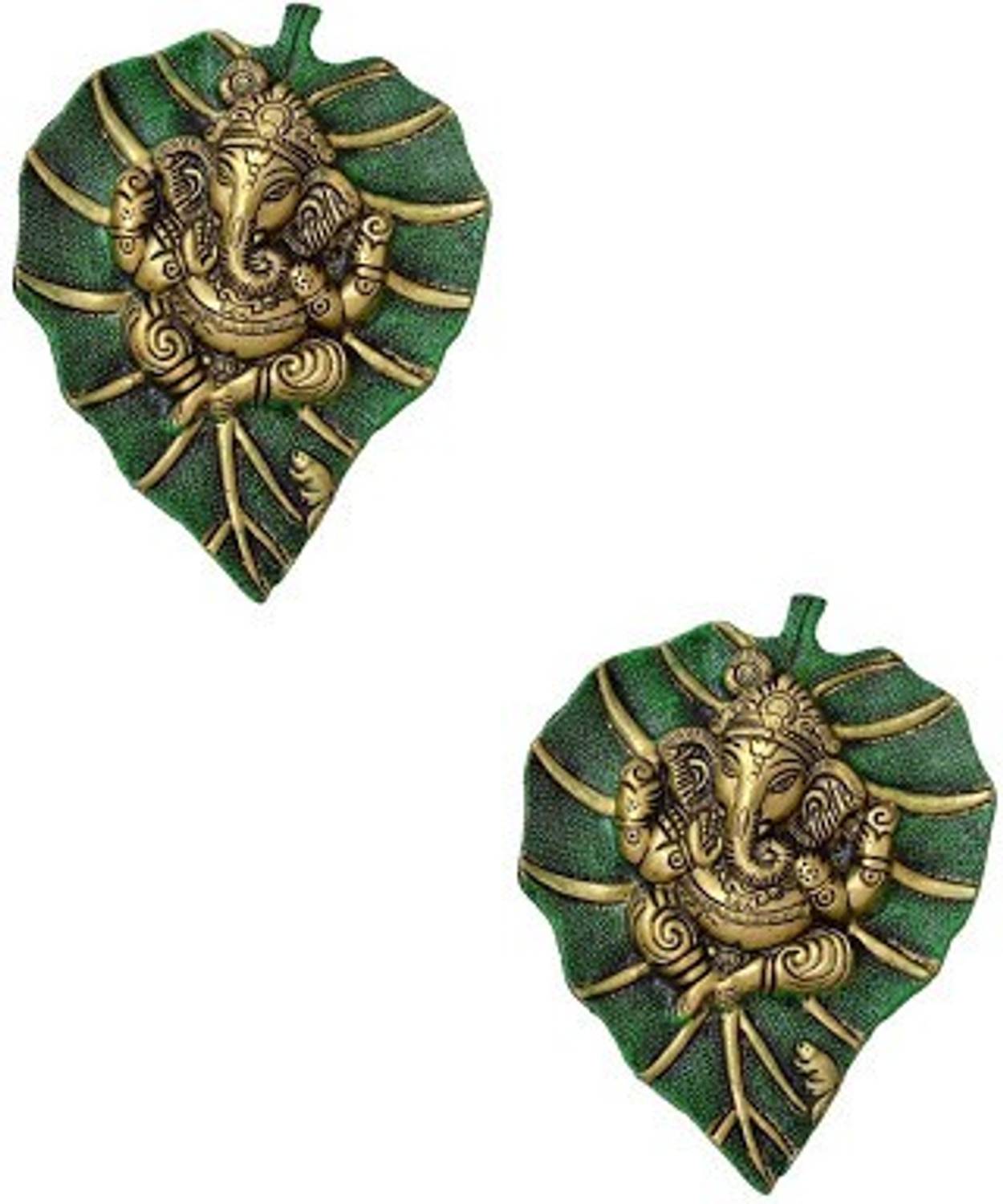 anil job works Traditional Green Patta Ganesh Combo Pack of 2 for Diwali Decoration & Gifts Pack of 2