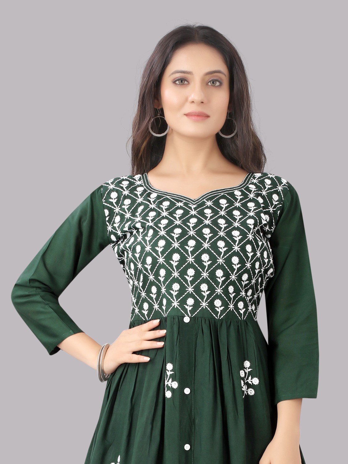 Image of Fashion Mint Women Embroidered Flared Kurta