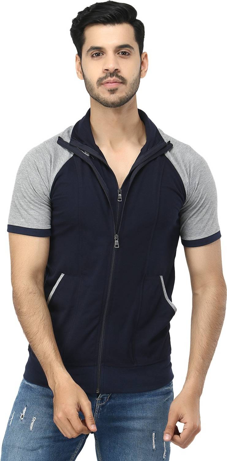 Black Collection Colorblock Men Polo Neck Dark Blue, Grey T-Shirt