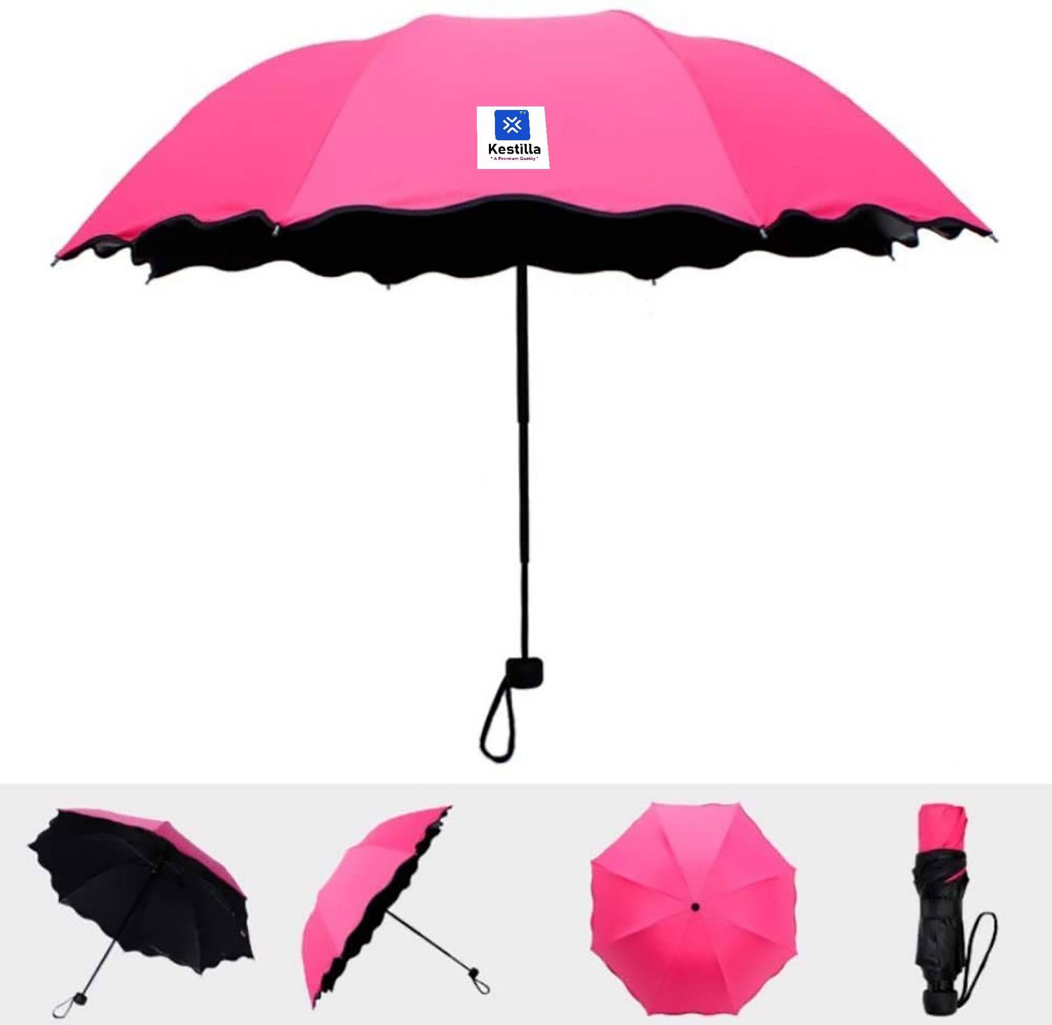 Kestilla Magic Umbrella Changing Secret Blossoms Occur with Water Magic Print 3 Fold Umbrella for UV, Sun and Rain, umbrella rain for women, umbrella flower Umbrella