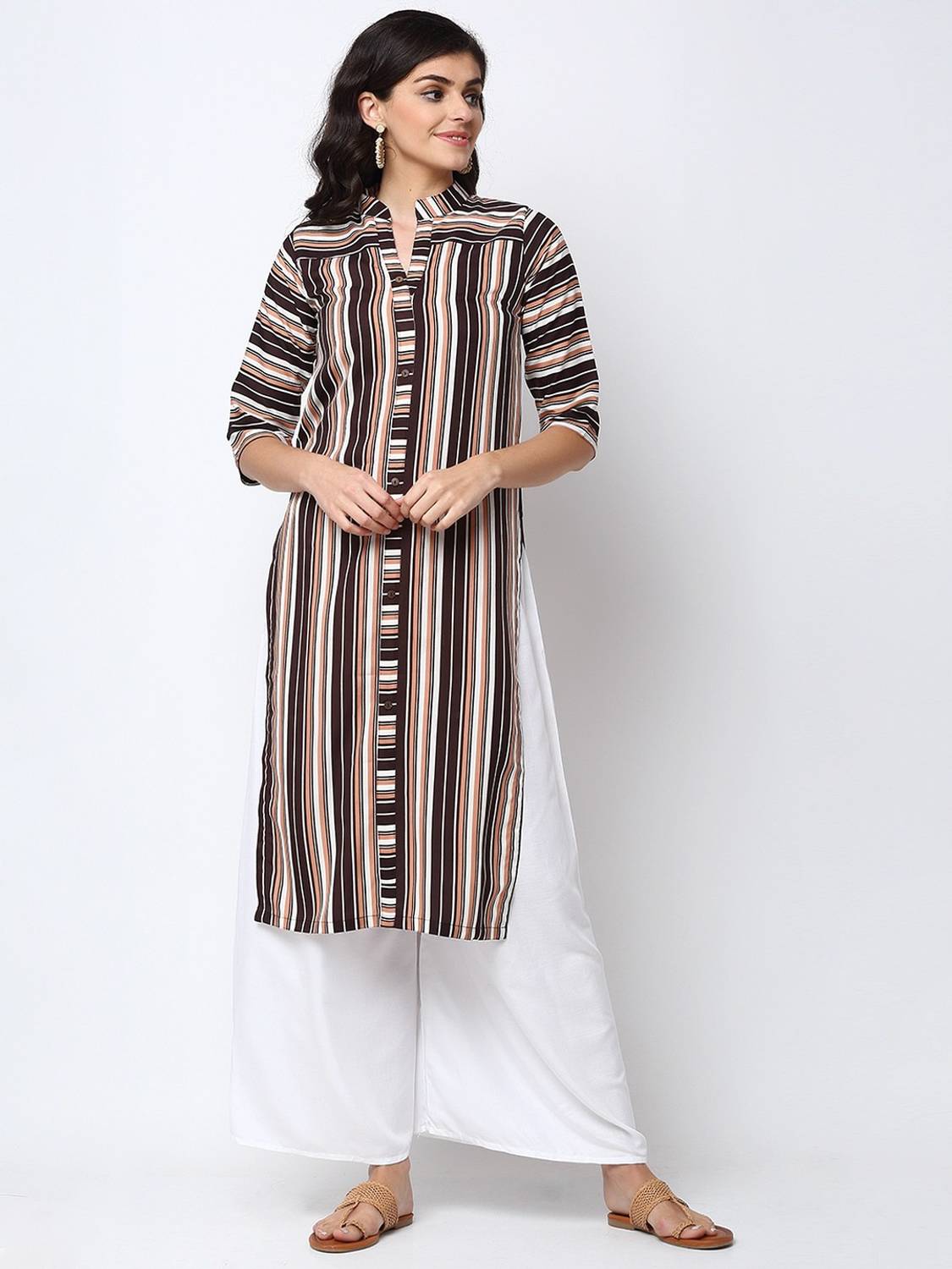 Aarsha Women Striped Straight Kurta