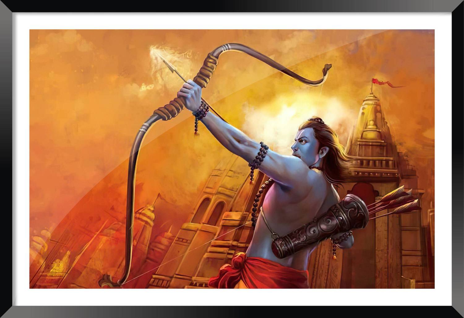 Bhawana Creation SHREE RAM ANGRY FRAME Digital Reprint 8 inch x 10 inch Painting