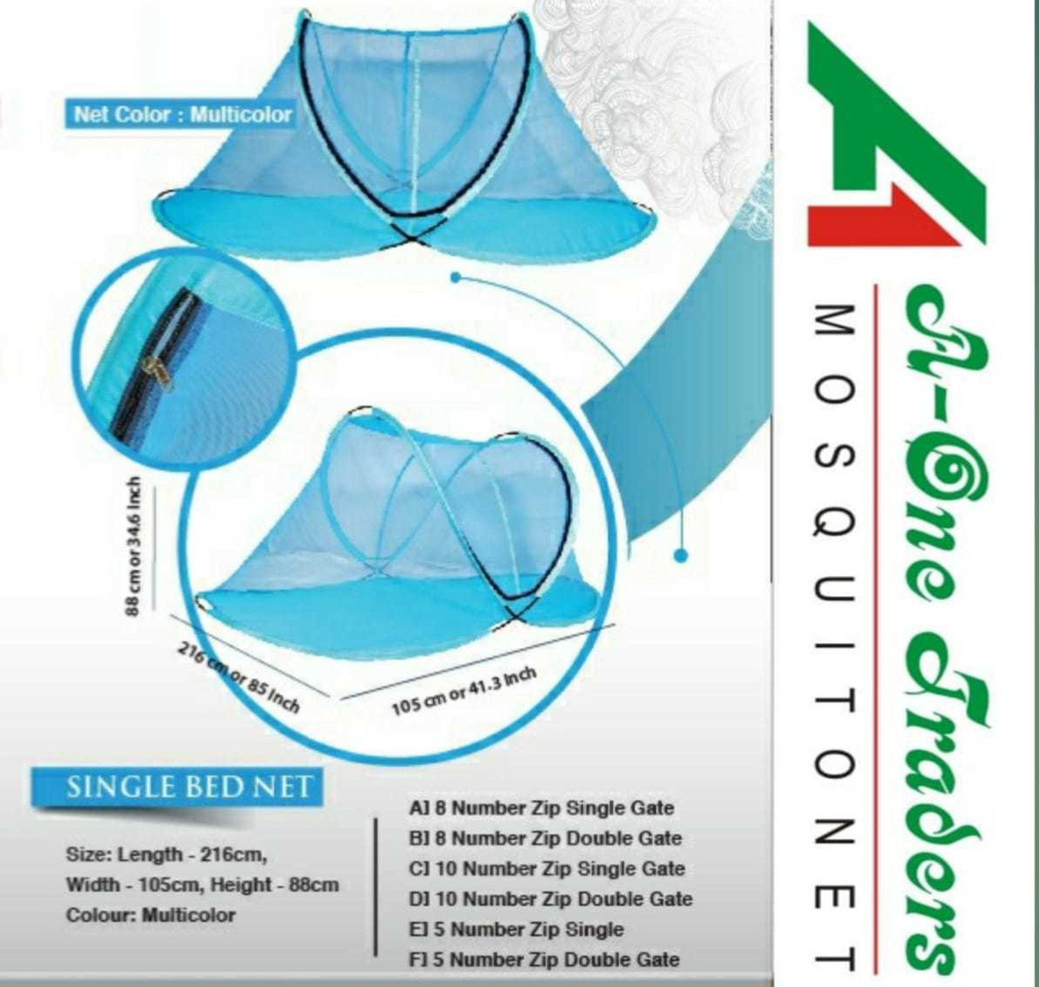 Image of A One SINGLE BED Polyester Washable Adults Mosquito Net