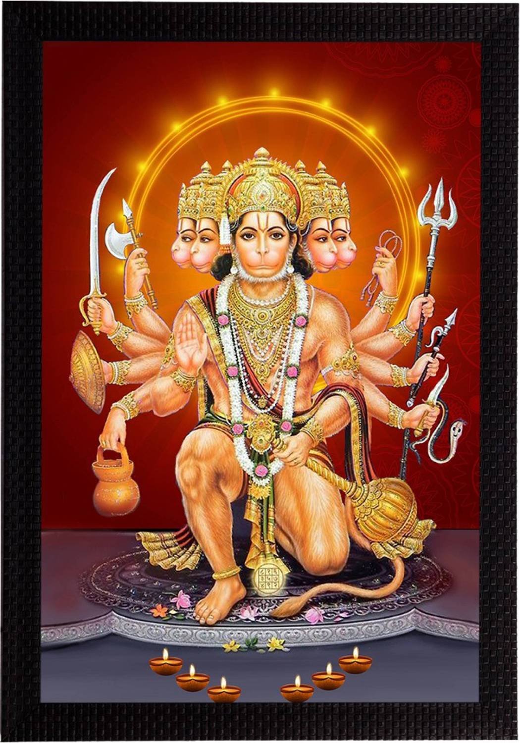 Bhawana Creation PANCHMUKHI HANUMAN JI 5 Digital Reprint 12 inch x 8 inch Painting