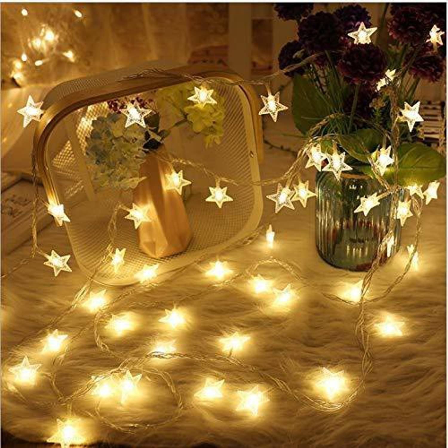 QUACE 16 LEDs 3 m Yellow Steady Star Rice Lights (Pack of 1)