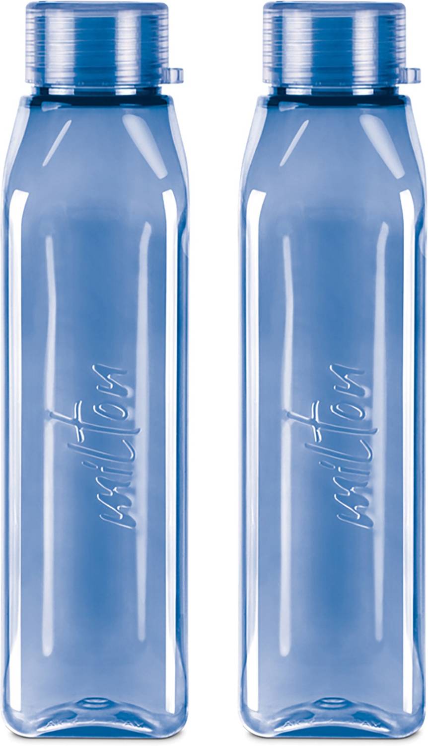 MILTON Prime 1000 Pet Water Bottle, Set of 2, 1 Litre Each, Blue 1000 ml PET Bottle