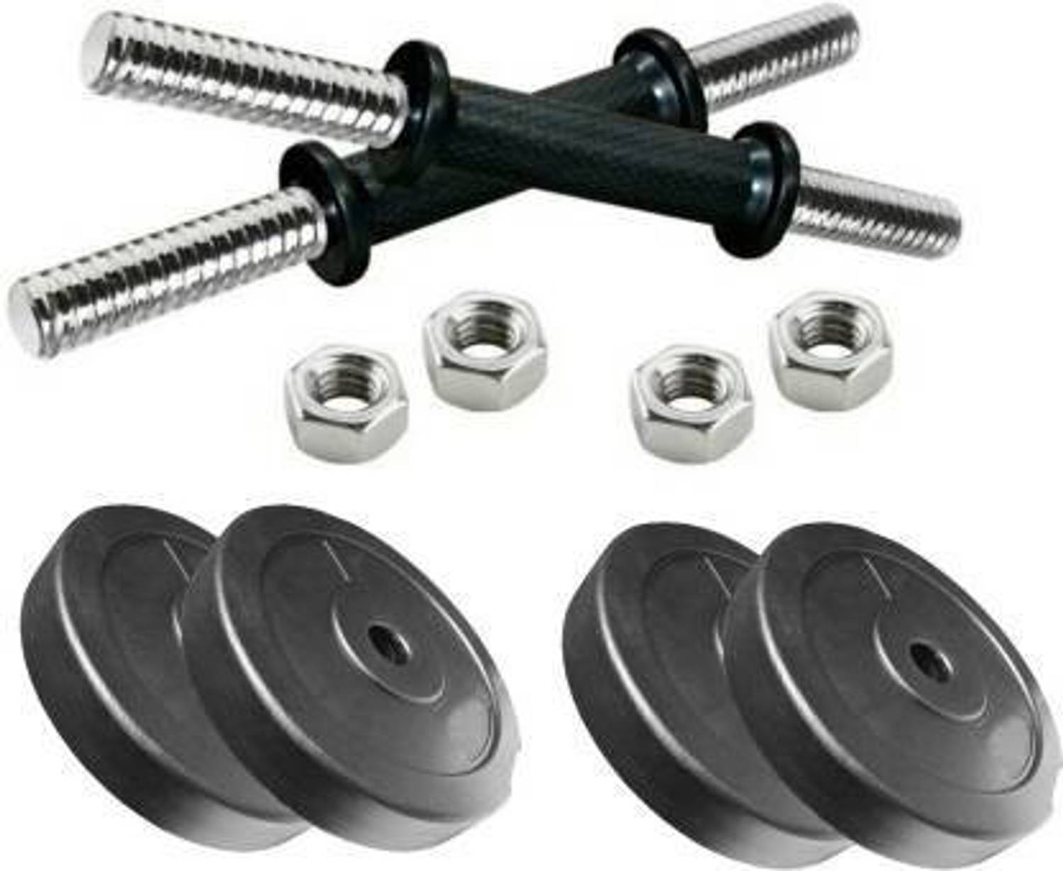 BMS Sports 4 PVC Weight Plates * 1kg + 2 Solid Dumbbell Rods Adjustable Dumbbell