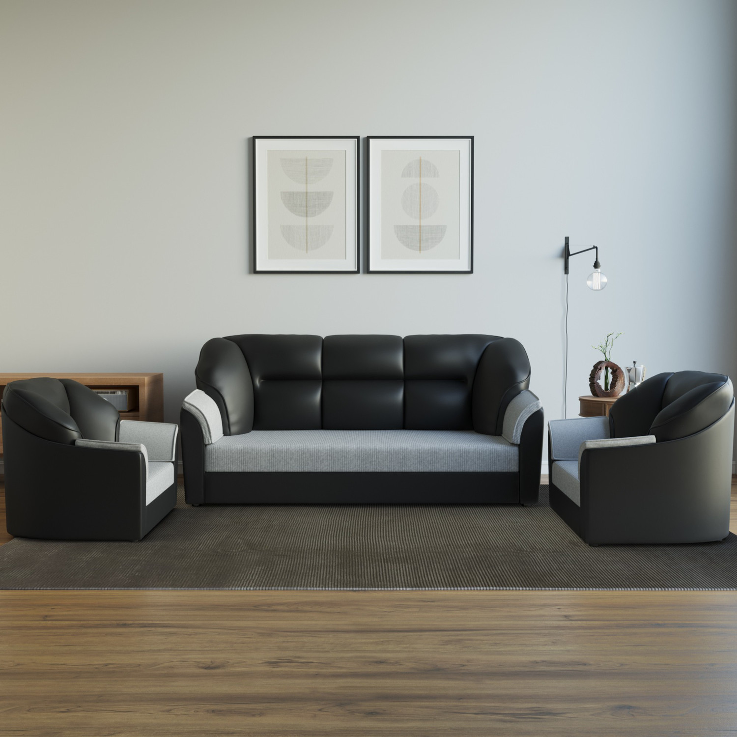 Image of WESTIDO Cyrus Leatherette 3 + 1 + 1 Sofa Set