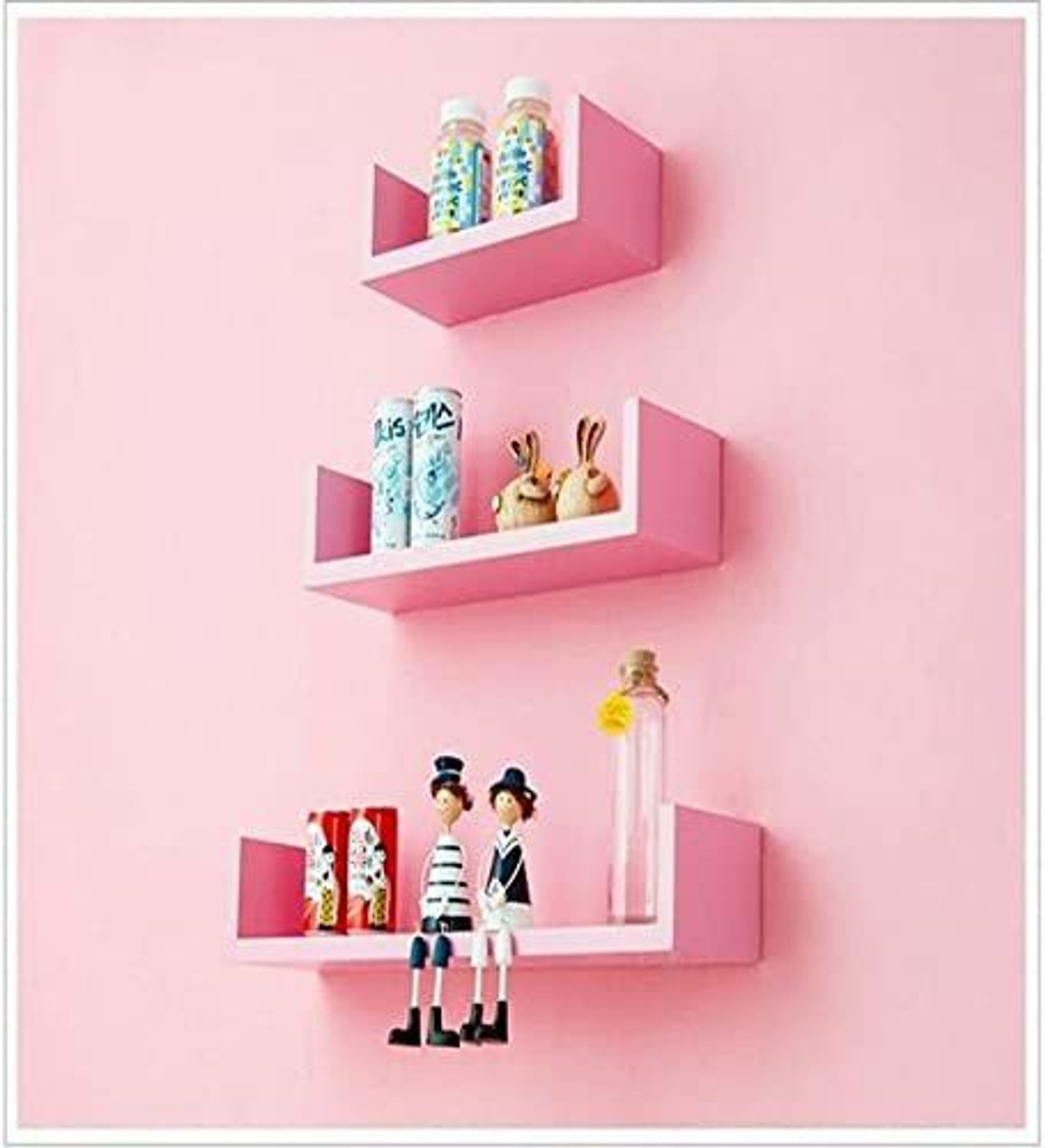 Image of LION WOOD CAFE U SHAPE HOME DECOR FLOATING WALL SHELF WITH GLOSSY FINISH MDF (Medium Density Fiber) Wall Shelf
