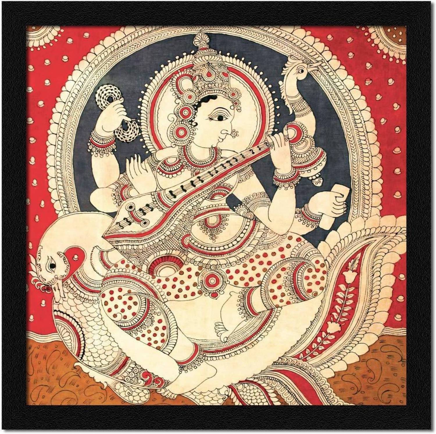 Bhawana Creation SARASWATI MATA PAINTING Digital Reprint 9 inch x 9 inch Painting