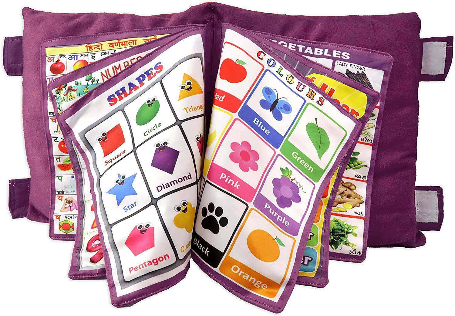 AMIGOS STORE Microfibre Cushion Pack of 1 Alphanumeric, Birds, Animals, Nature, Fruits Learning Pillow-5256