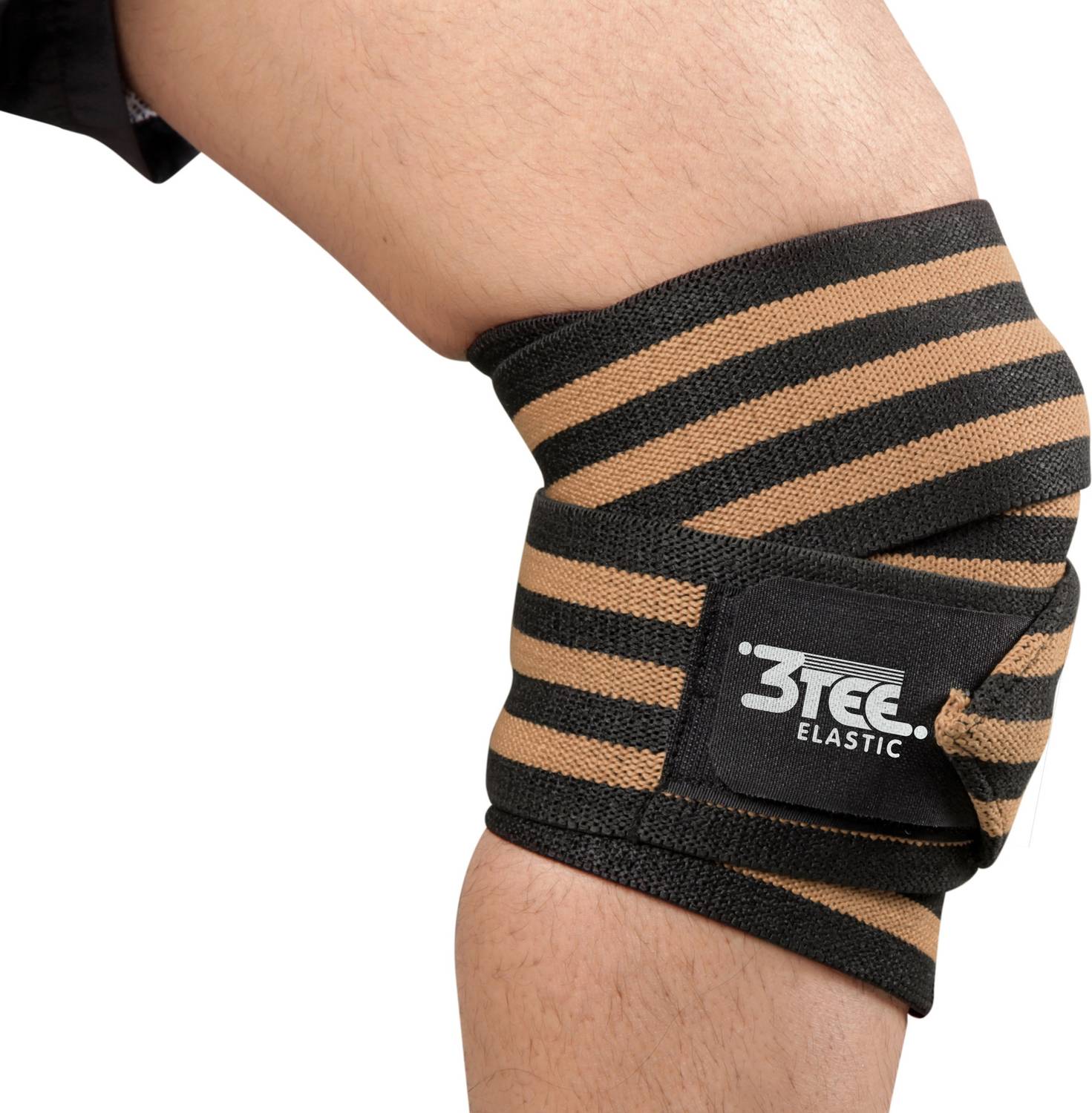 3tee Beige knee support pair for squats, gym, powerlifting, weightlifting Knee Support