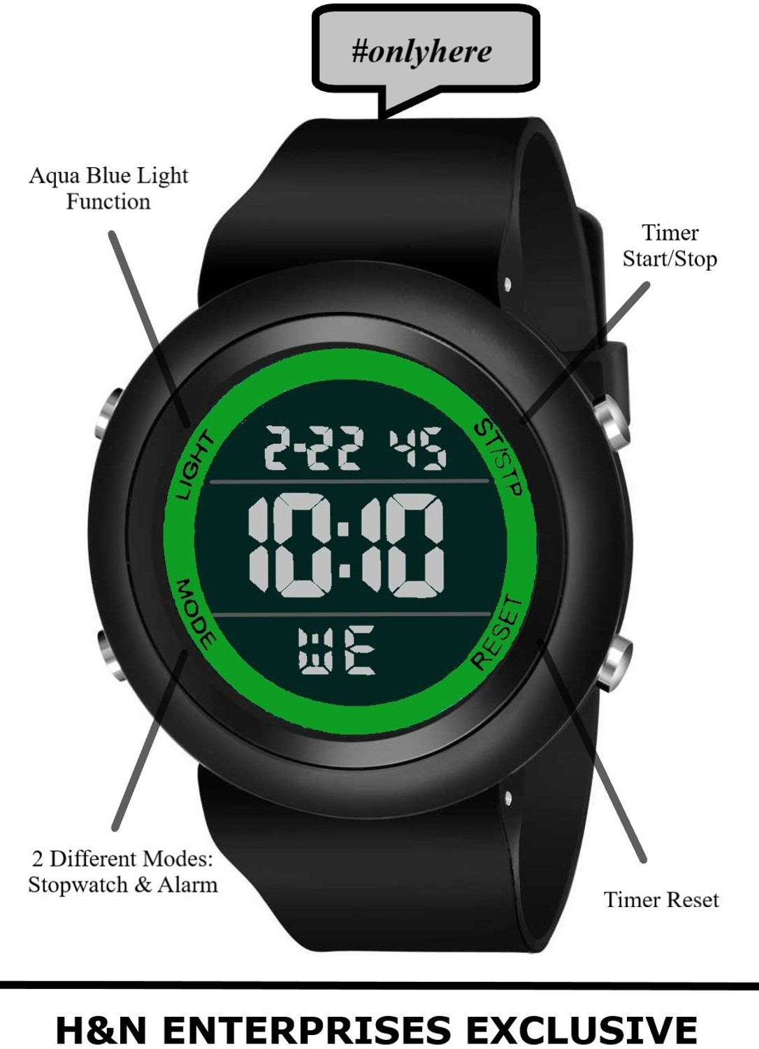 Image of ADI sports Green Ring Vigour Digital Watch - For Men