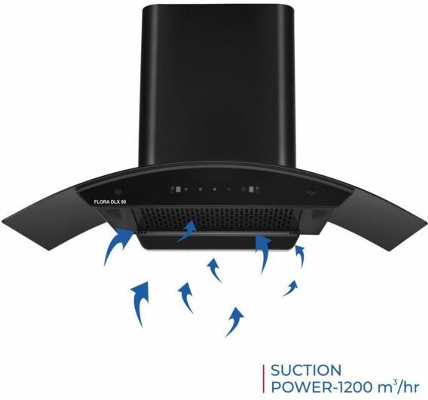 Image of Kutchina Flora DLX 90 Auto Clean Wall Mounted Black 1200 CMH Chimney