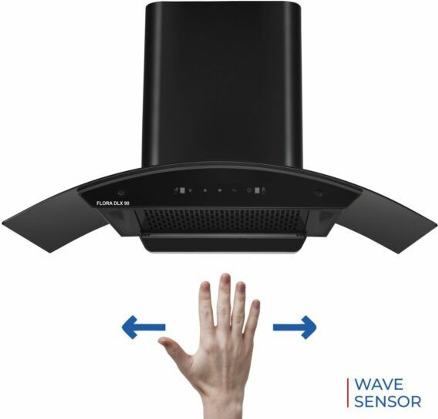 Image of Kutchina Flora DLX 90 Auto Clean Wall Mounted Black 1200 CMH Chimney