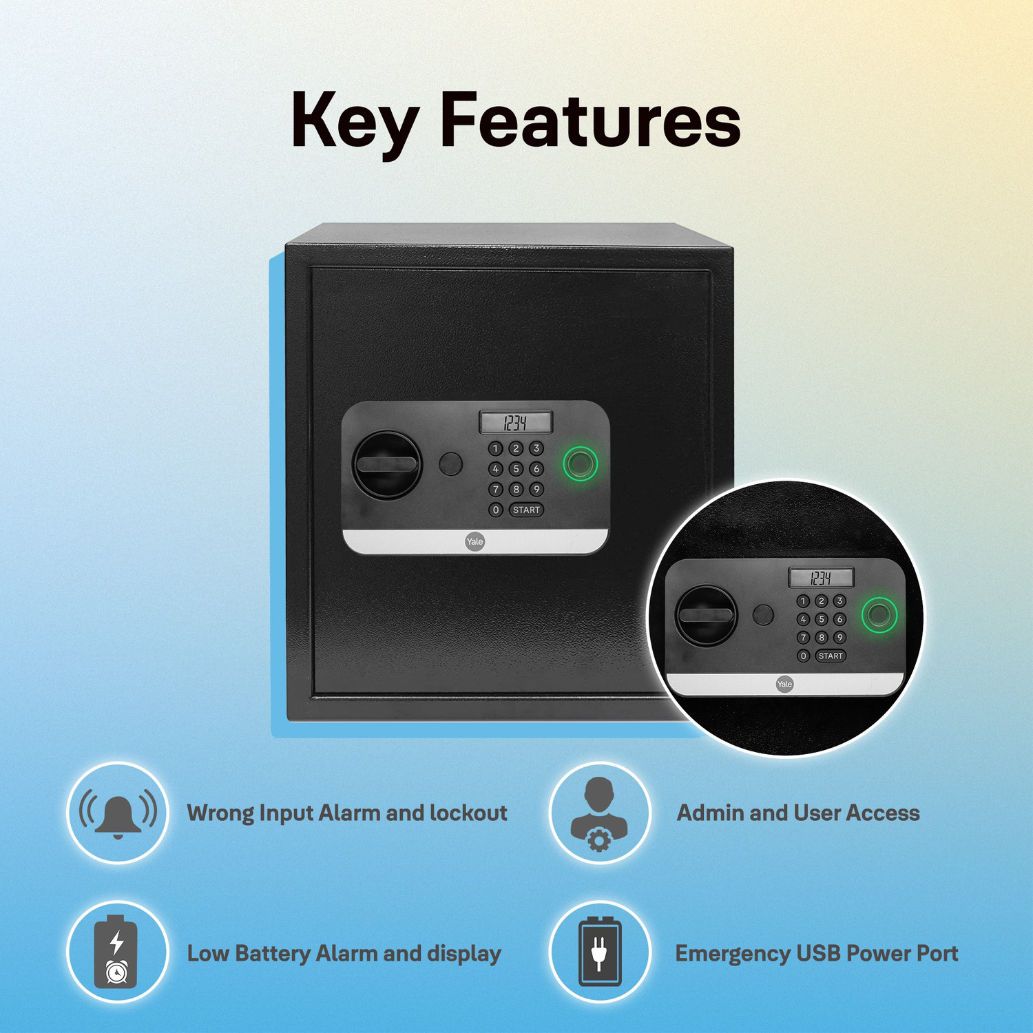 Image of Yale Stellar 41 Litres Biometric Safe Locker for Home & Office - Black Safe Locker (Biometric) Safe Locker