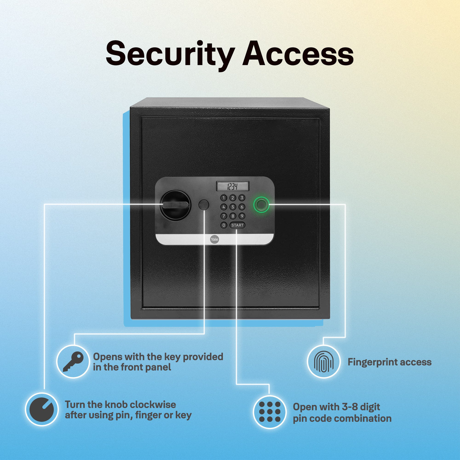 Image of Yale Stellar 41 Litres Biometric Safe Locker for Home & Office - Black Safe Locker (Biometric) Safe Locker