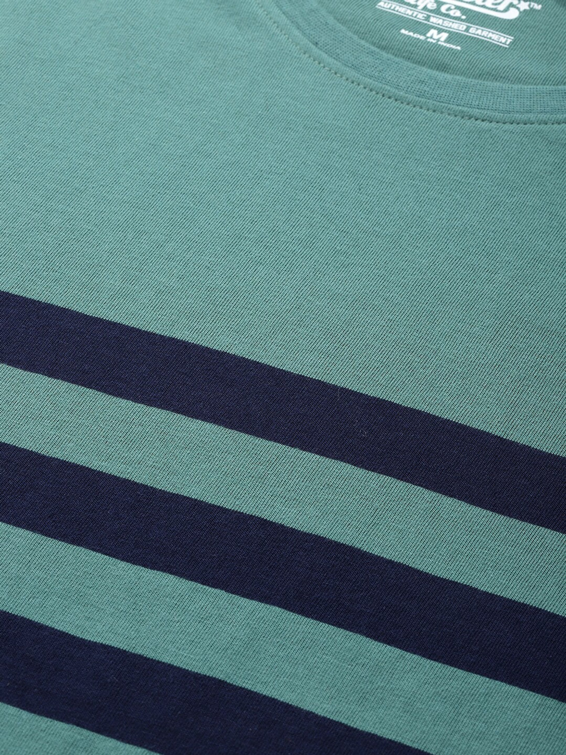 Image of Roadster Striped Men Round Neck Green T-Shirt