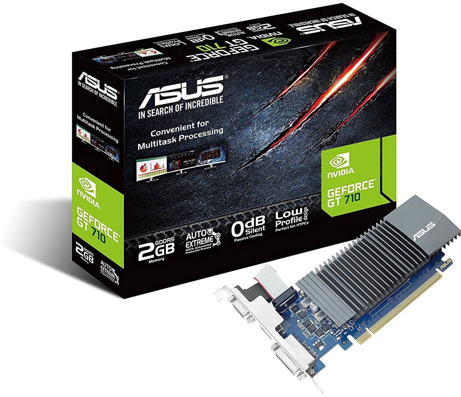 ASUS GeForce 710-2-SL GT 710 PCI-Express Graphics Card GDDR5 2 GB NVIDIA Chipset 64 bit 612 MHz Graphics Card