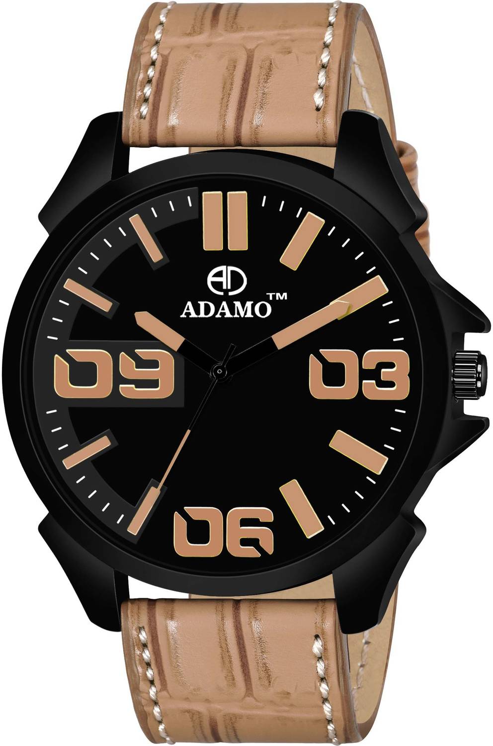 ADAMO 853NEL04 Designer wristwatch watchs Scratch Resistant Black Dial Round Shaped with Synthetic Leather Strap Premium watch for Men and Boys Analog Watch  - For Men
