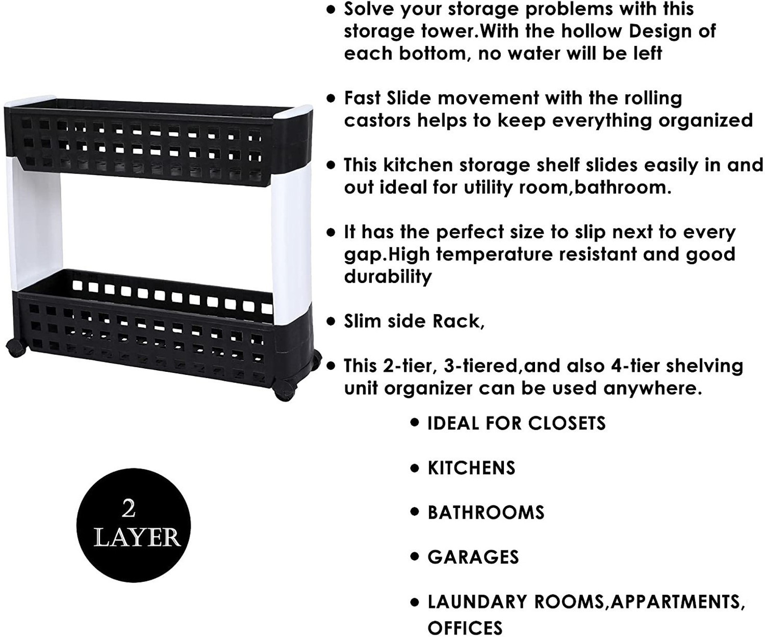Image of Flipkart SmartBuy Dish Drainer Kitchen Rack Plastic 2 Layer | Dark Brown | Slim Modern Smart Storage Organizer-Plastic- Multipurpose & Easy-To-Move Slide Out Shelf Rack With Wheels For Home | Kitchen | Bedroom | Bathroom | Pantry | Washing & Utility Area