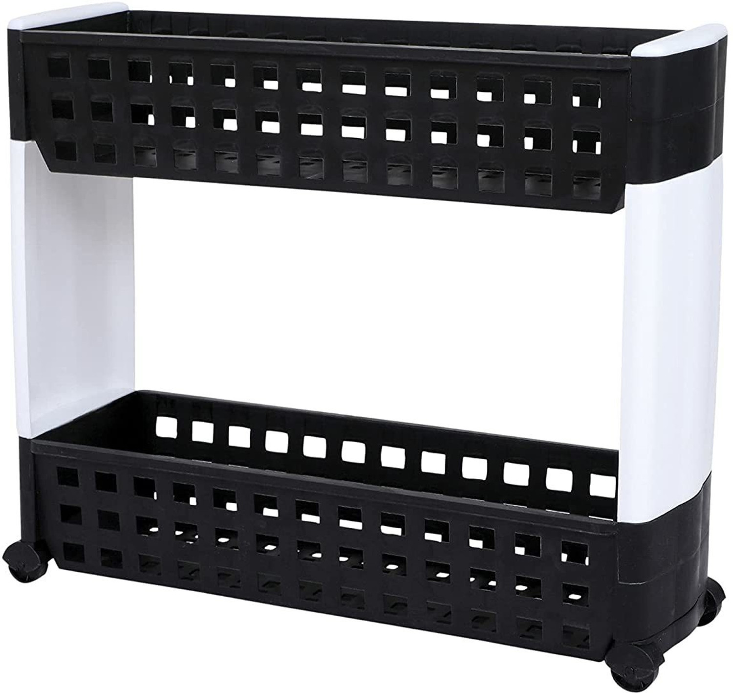 Image of Flipkart SmartBuy Dish Drainer Kitchen Rack Plastic 2 Layer | Dark Brown | Slim Modern Smart Storage Organizer-Plastic- Multipurpose & Easy-To-Move Slide Out Shelf Rack With Wheels For Home | Kitchen | Bedroom | Bathroom | Pantry | Washing & Utility Area