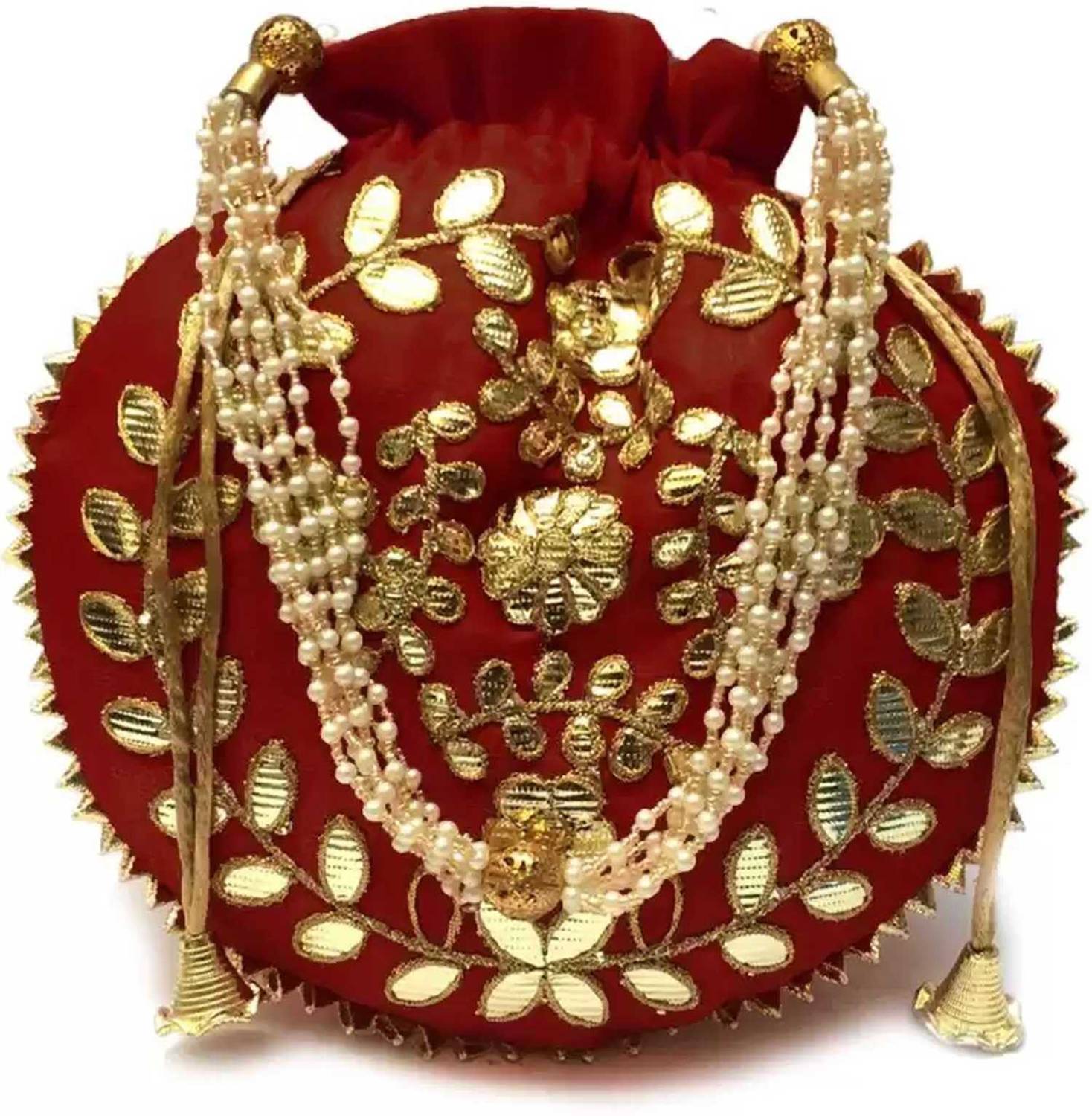 ACCESSORIZEME BH MAROON GOTTA PATTI MATKA POTLI Potli