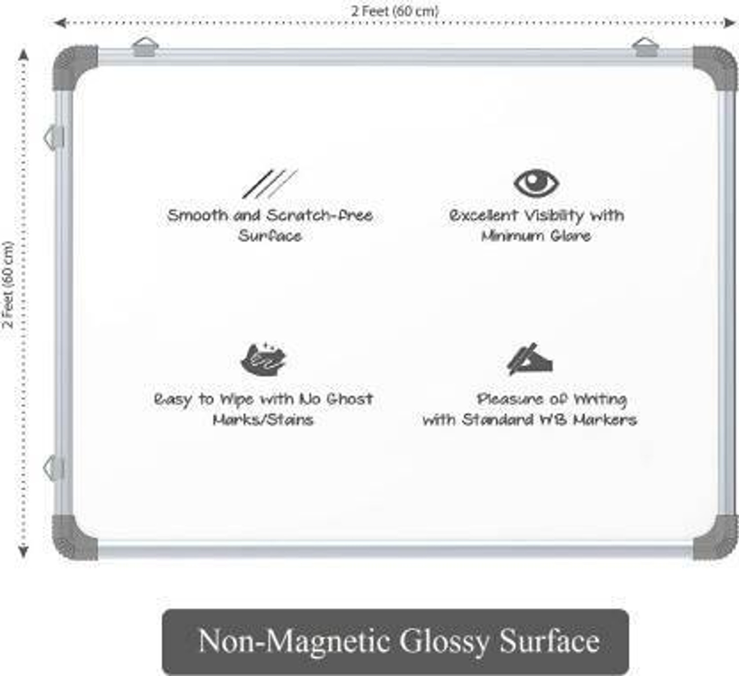 Image of VRAI Non Magnetic 1.5 by 2 feet Premium Quallity Whiteboard | Green Chalk Board Surface On Back SIde with 1 Marker and 1 Duster Whiteboards