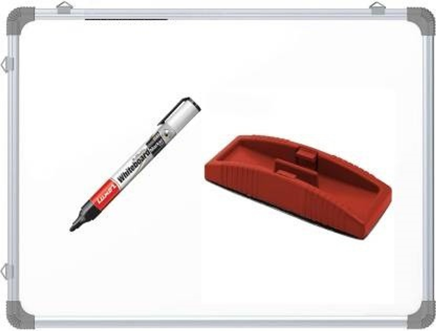 Image of VRAI Non Magnetic 1.5 by 2 feet Premium Quallity Whiteboard | Green Chalk Board Surface On Back SIde with 1 Marker and 1 Duster Whiteboards