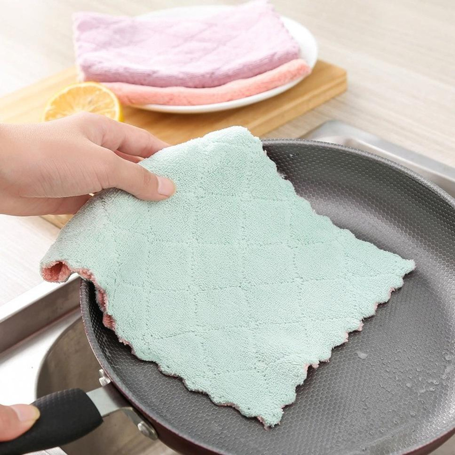 Image of UNCOMMON Microfiber Cleaning Napkins, Wash Cloth for Kitchen, Car, Window, 10 Pcs Multicolor Cloth Napkins