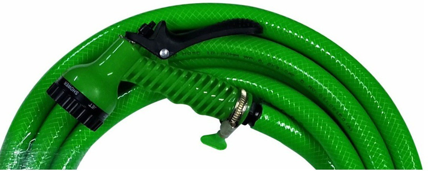 Image of TechnoCrafts PHS25C20033 PVC Braided Hose Set 10 meter (33 feet ) 3 /4 Inch (19mm) Bore Size 3 Layered Hose with 1 Inch Tap Connector Hose Pipe
