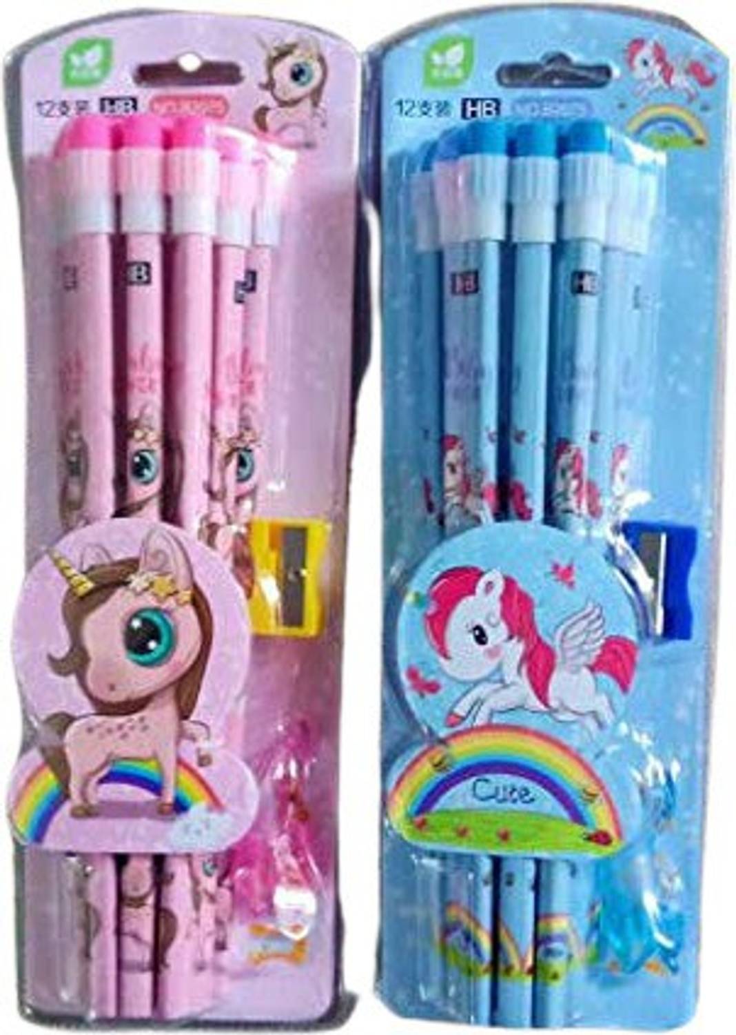 13House Unicorn Stationery HB Pencil Set for Sketching, Writing, for Kids, Children, School Student, Office, Return Gifts with Free Eraser and Sharpener .pack of 2 (24 Pencils) Pencil