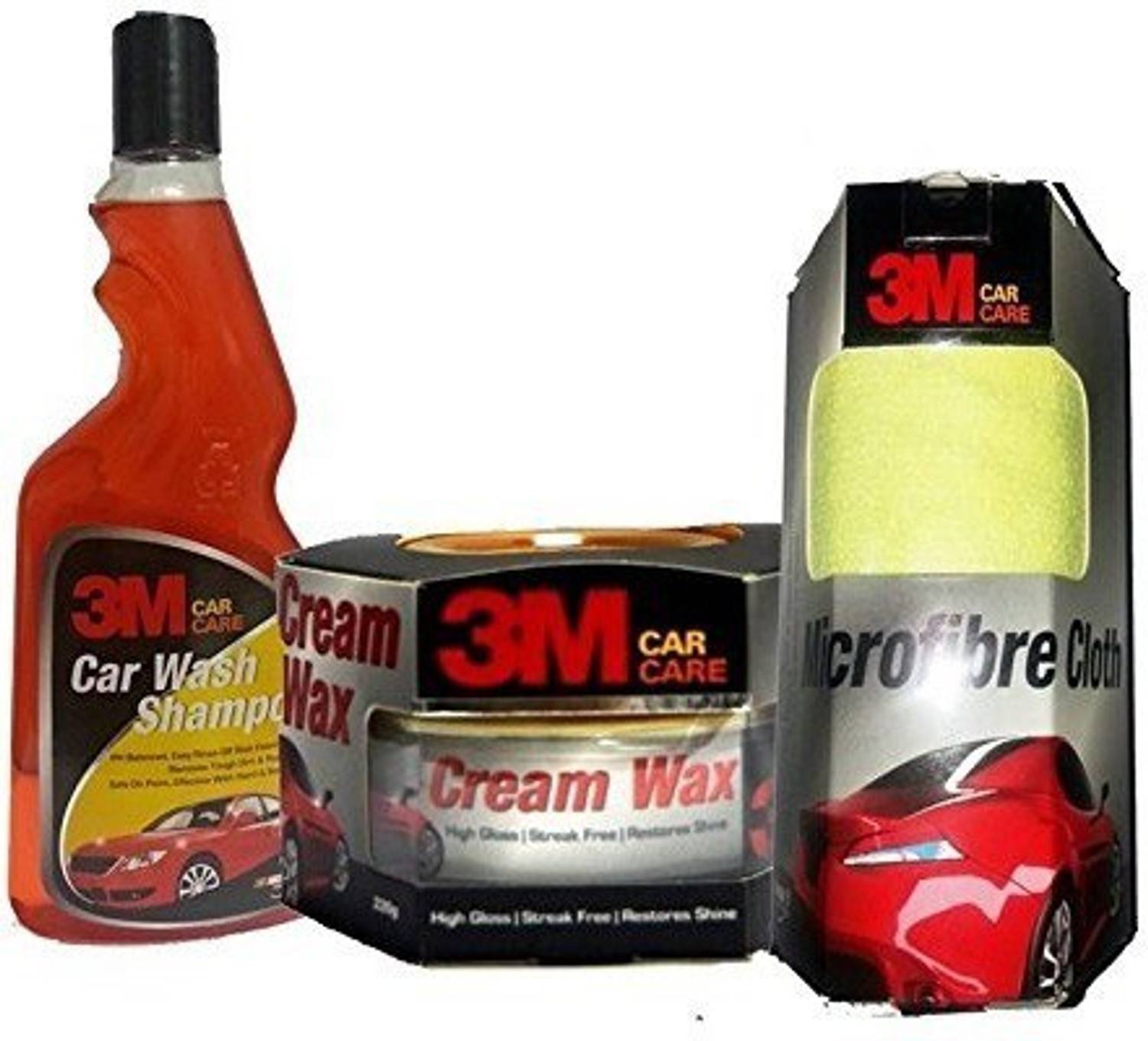 3M Combo of Cream Wax, Microfiber Cloth and Car Shampoo (500 ml) Combo