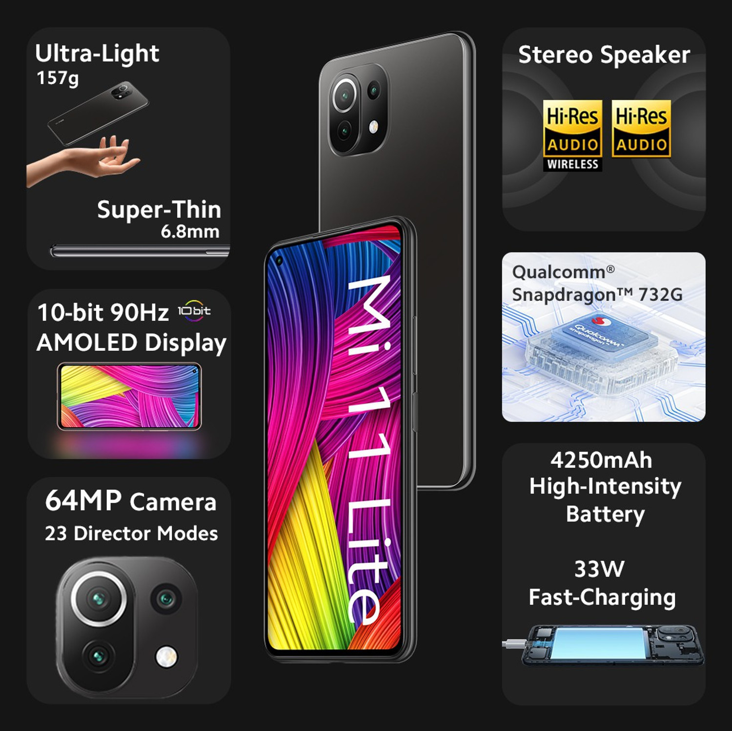 Image of Mi 11 Lite (Vinyl Black, 128 GB)