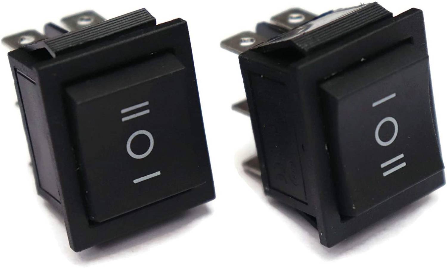 ERHIndia Black Rocker Button switch DPDT 3 Position ON-Off 16A