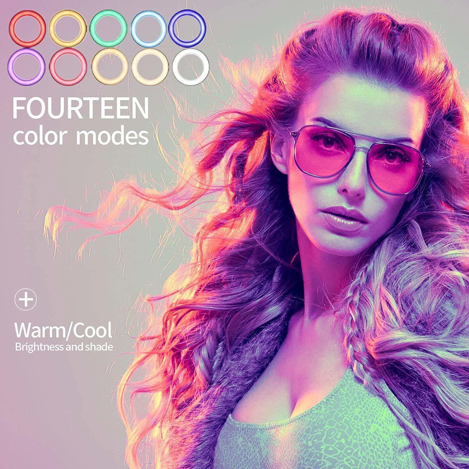 Image of Wrapo 10Inch RGB Colors Ring Light Tripod 3 Mode Light 10 Level Brightness Adjust 360 Rotation Mobile Holder Clip 26 Color Change Light for Insta Reels Mx Takatak YouTube Vlog Makeup Photography Ring Flash