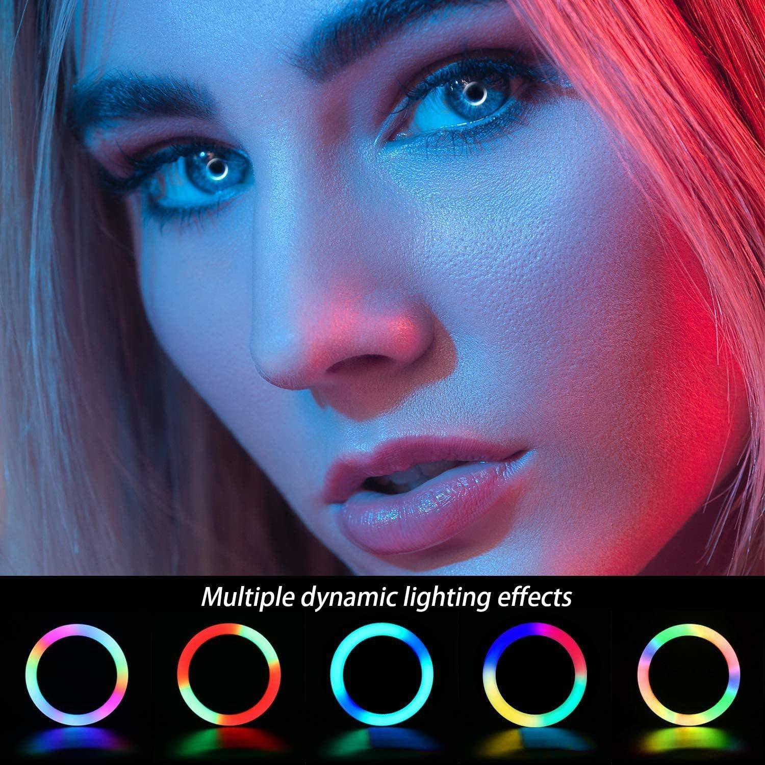 Image of Wrapo RGB Ring Light with 7 Feet Tripod Stand and Phone Holder Dimmable Ring Flash