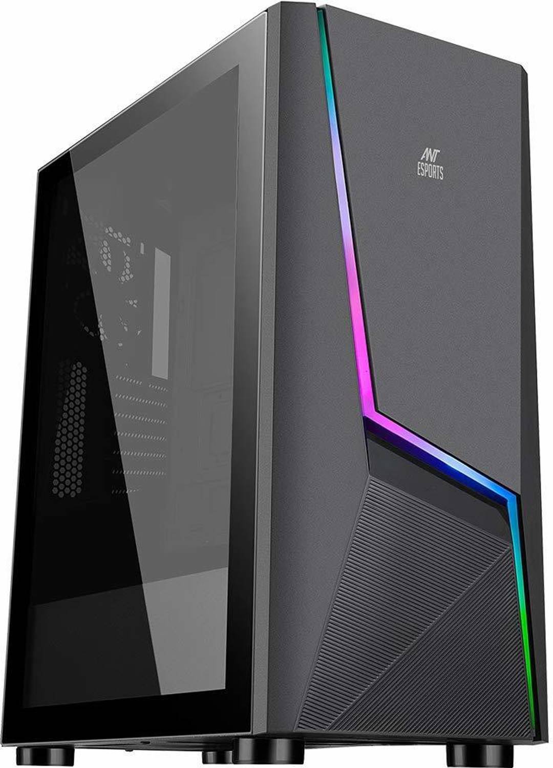 Ant Esports ICE-130AG Mid Tower Computer Case I Gaming Cabinet Supports ATX, Micro-ATX, Mini-ITX Motherboard with Transparent Side Panel 1 x 120 mm Rear Fan Preinstalled - Black Mid Tower Cabinet with USB 2.0 and USB 3.0 Ports Compatible with Gaming Console