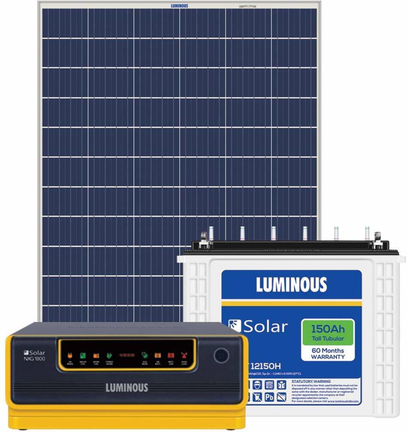 LUMINOUS NXG1400 + LPTT12150H 150Ah 1No + 160Watts Solar Panel 2N