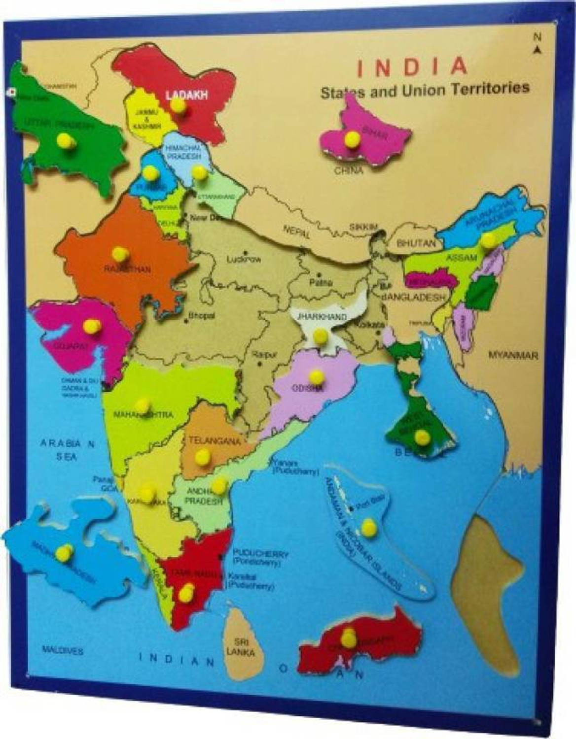 Image of Ashmi Wooden Large Premium Map of India Jigsaw Puzzle with State For Knowledge & Learning Aids, Board Game Best Gift For Kids and home office decor Age 5+