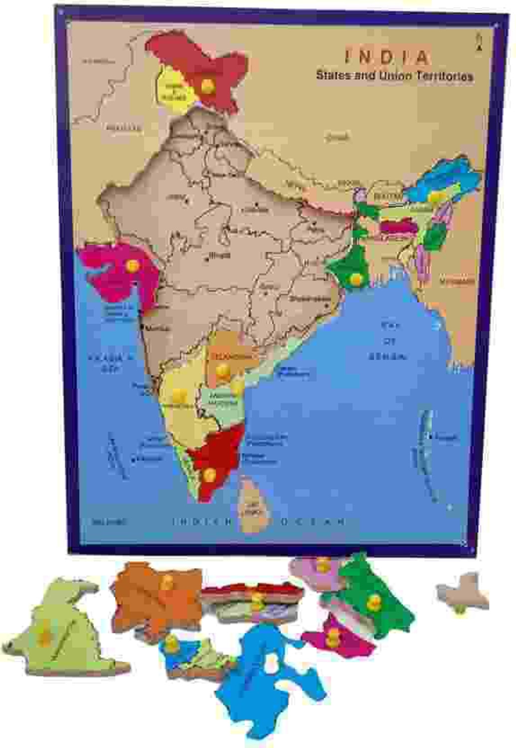 Image of Ashmi Wooden Large Premium Map of India Jigsaw Puzzle with State For Knowledge & Learning Aids, Board Game Best Gift For Kids and home office decor Age 5+