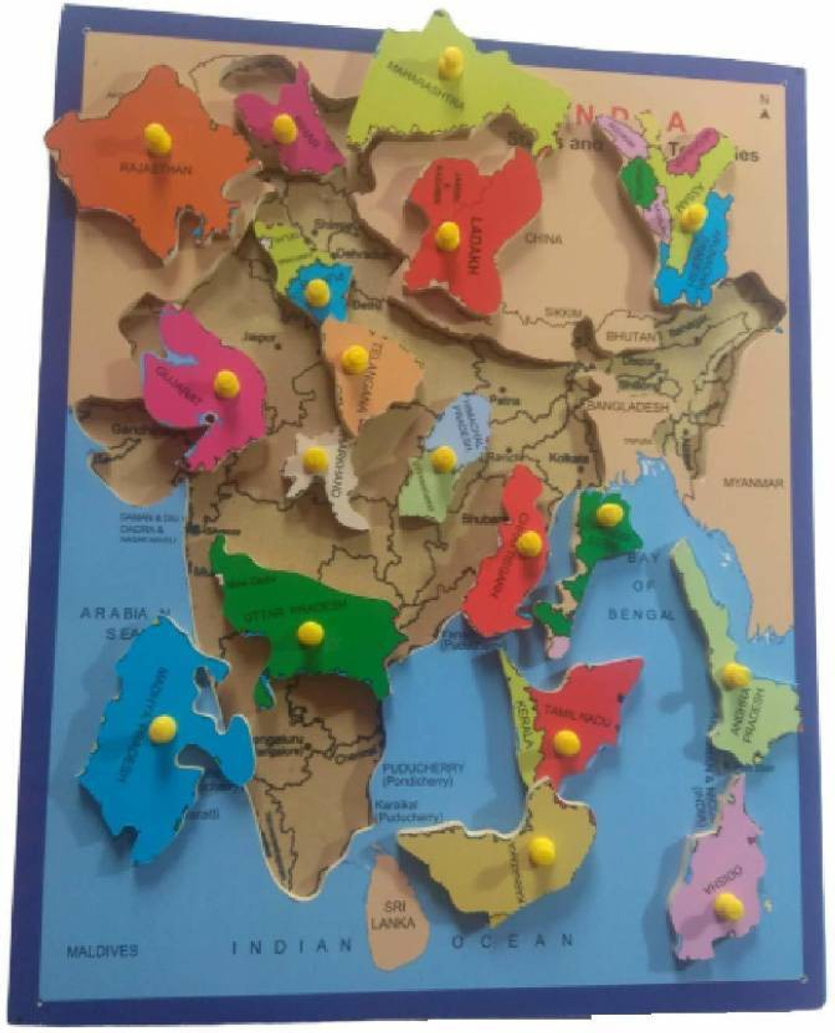 Image of Ashmi Wooden Large Premium Map of India Jigsaw Puzzle with State For Knowledge & Learning Aids, Board Game Best Gift For Kids and home office decor Age 5+