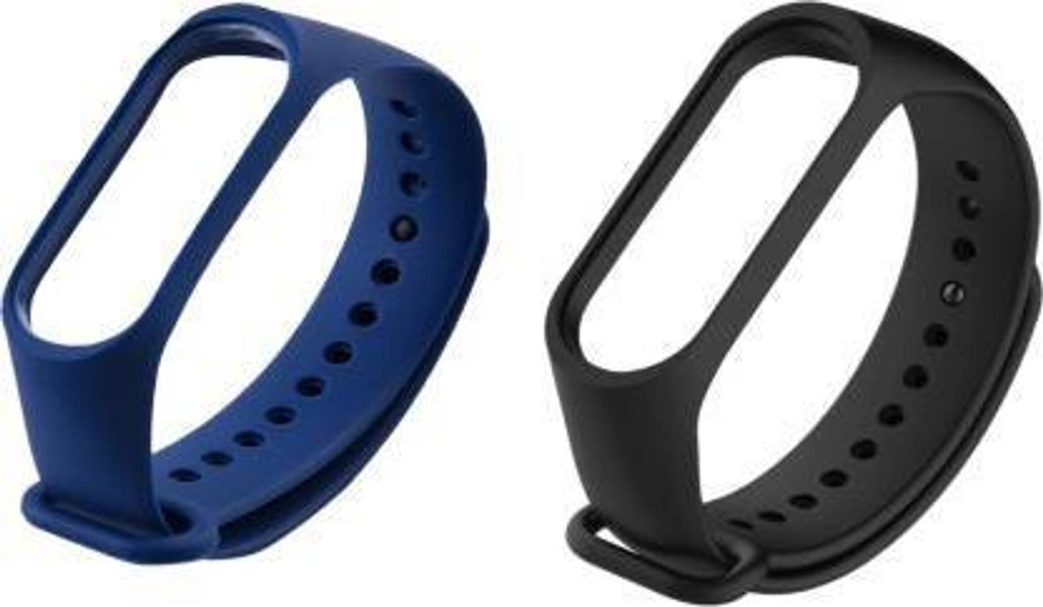 Asotai Combo pack of 2 Silicone Straps for models Xiaomi Mi Band 4 and Mi Band 3, with Plain design and colors - Black and Deep Blue (Device not included) Smart Band Strap