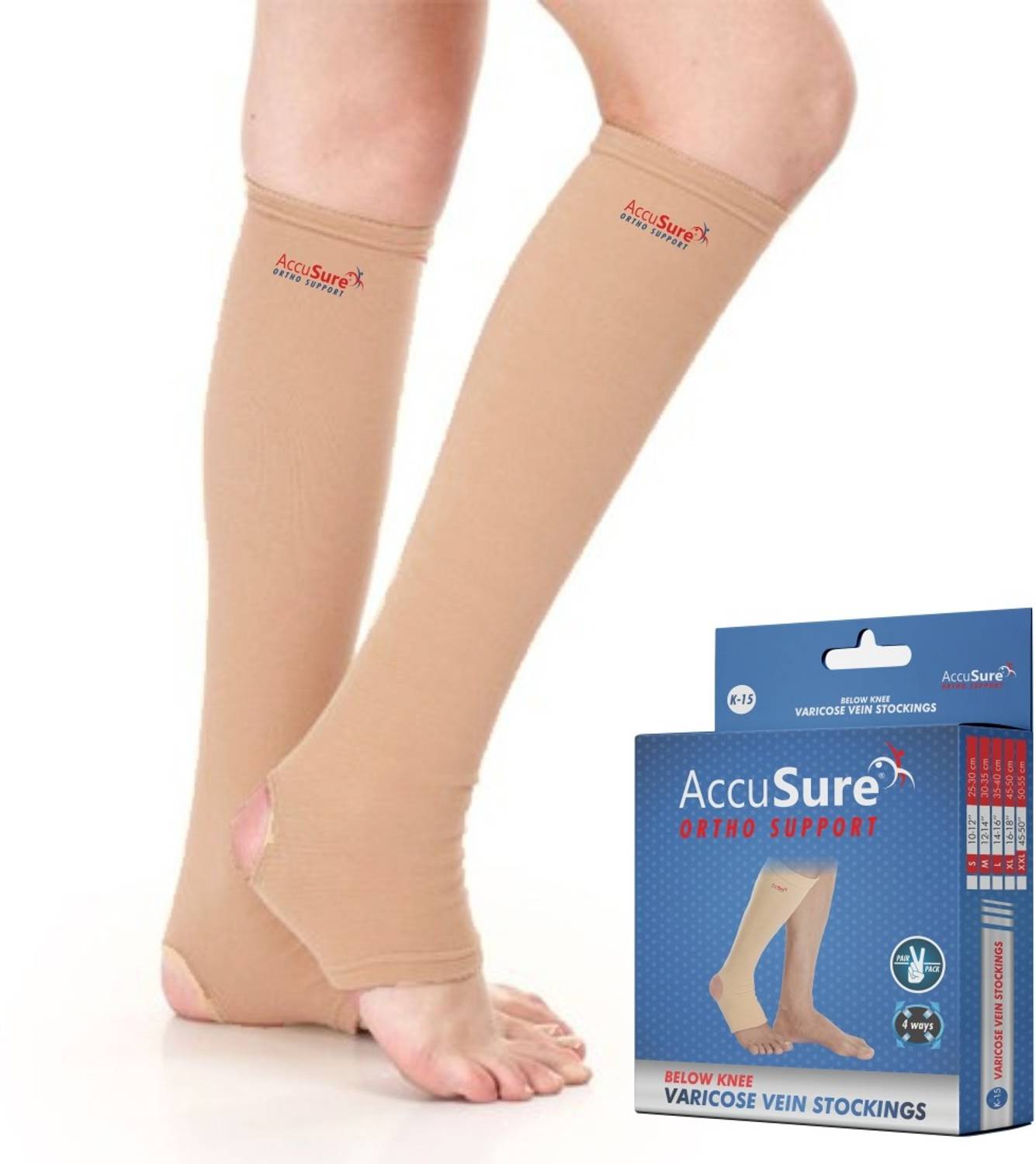 AccuSure VARICOSE VEIN STOCKINGS (BELOW KNEE) Knee Support