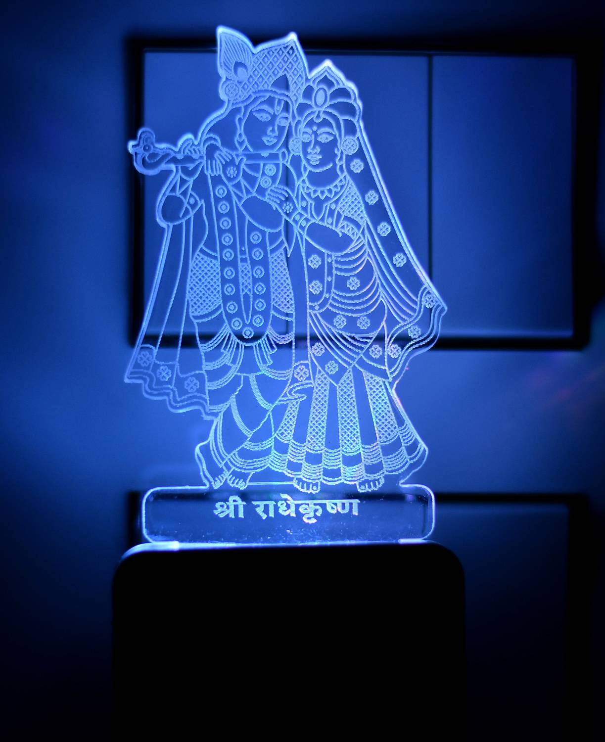 Casakart Radha Krishna 3D Illusion LED Light Night Lights for 7 Colors Led Changing Lighting Bedroom Decoration Decorative Lighting Gifts for Boys Girls Kids Baby Night Lamp