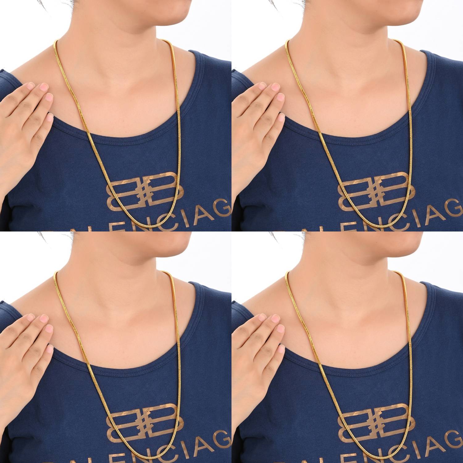 AanyaCentric 28inches Long Trendy Fancy Latest Design Neck Chain Combo Pack for Men Women Gold-plated Plated Brass Chain Set